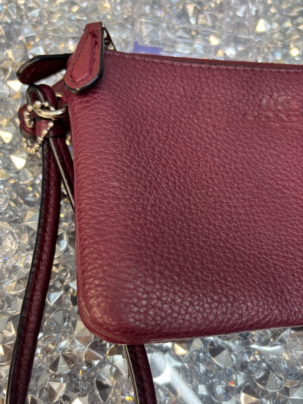 Coach Leather Wristlet Pouch - Burgundy - Picture 7 of 9